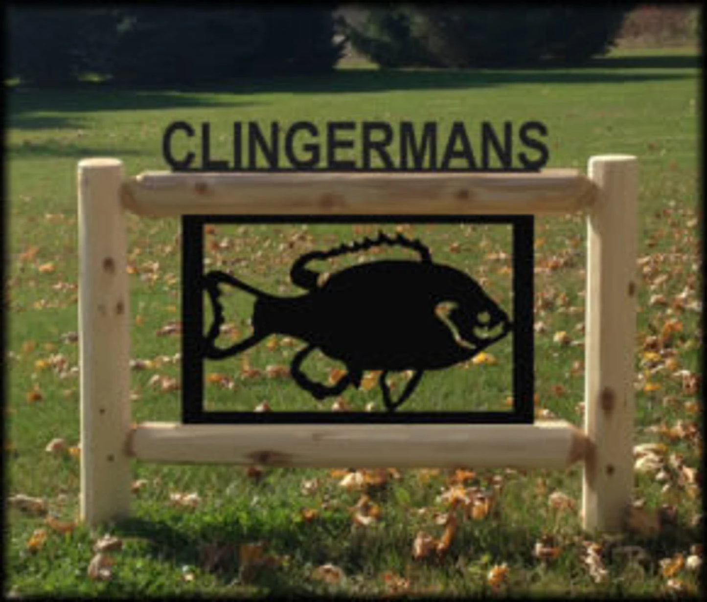 Personalized Fish Cedar Log Outdoor Sign Decor