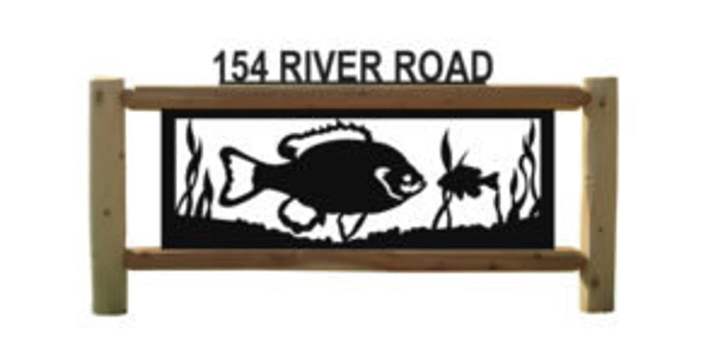 Personalized Fish Cedar Log Outdoor Sign Decor