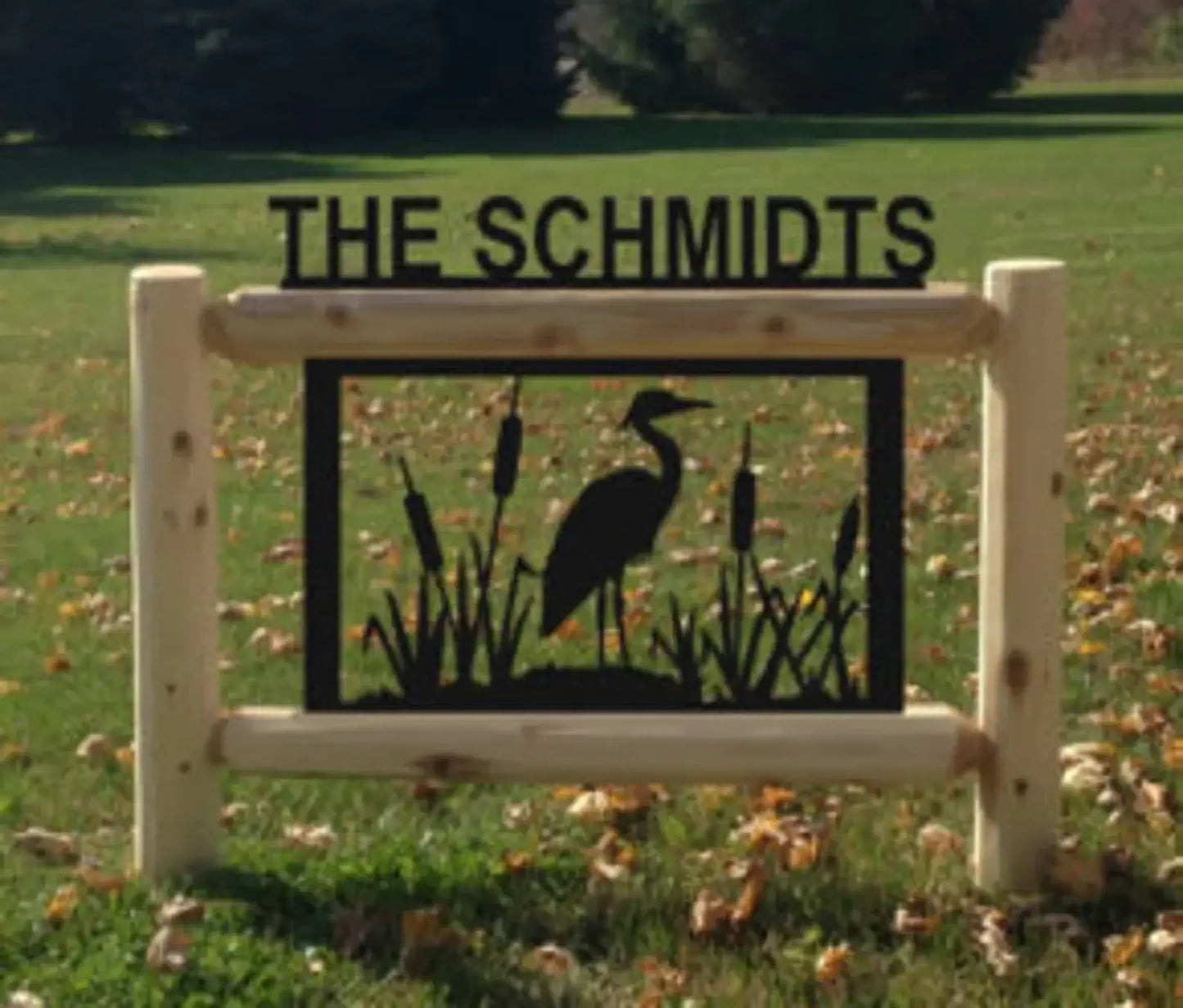 Personalized Herons Cedar Log Outdoor Sign Decor