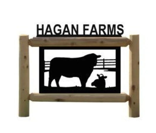 Personalized Farm Animals Cedar Log Outdoor Sign