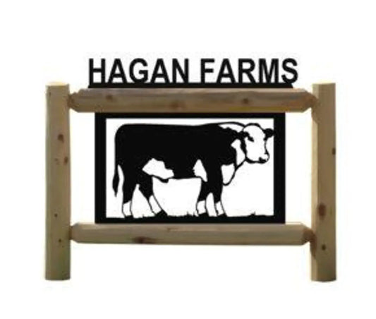 Personalized Farm Animals Cedar Log Outdoor Sign