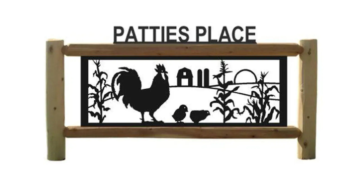 Personalized Farm Animals Cedar Log Outdoor Sign Decor