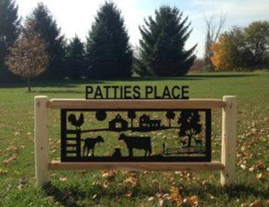 Personalized Farm, Ranch and Animals Cedar Log Outdoor Sign Decor