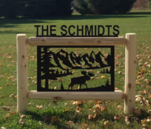 Personalized Moose Cedar Log Outdoor Sign