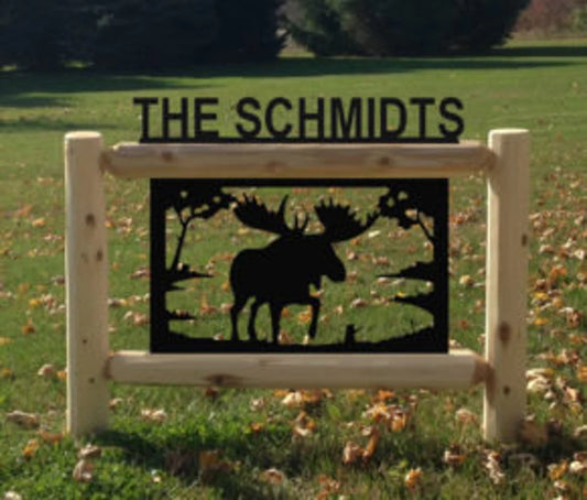 Personalized Moose Cedar Log Outdoor Sign