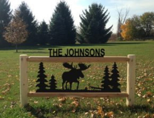 Personalized Moose Cedar Log Outdoor Sign Decor