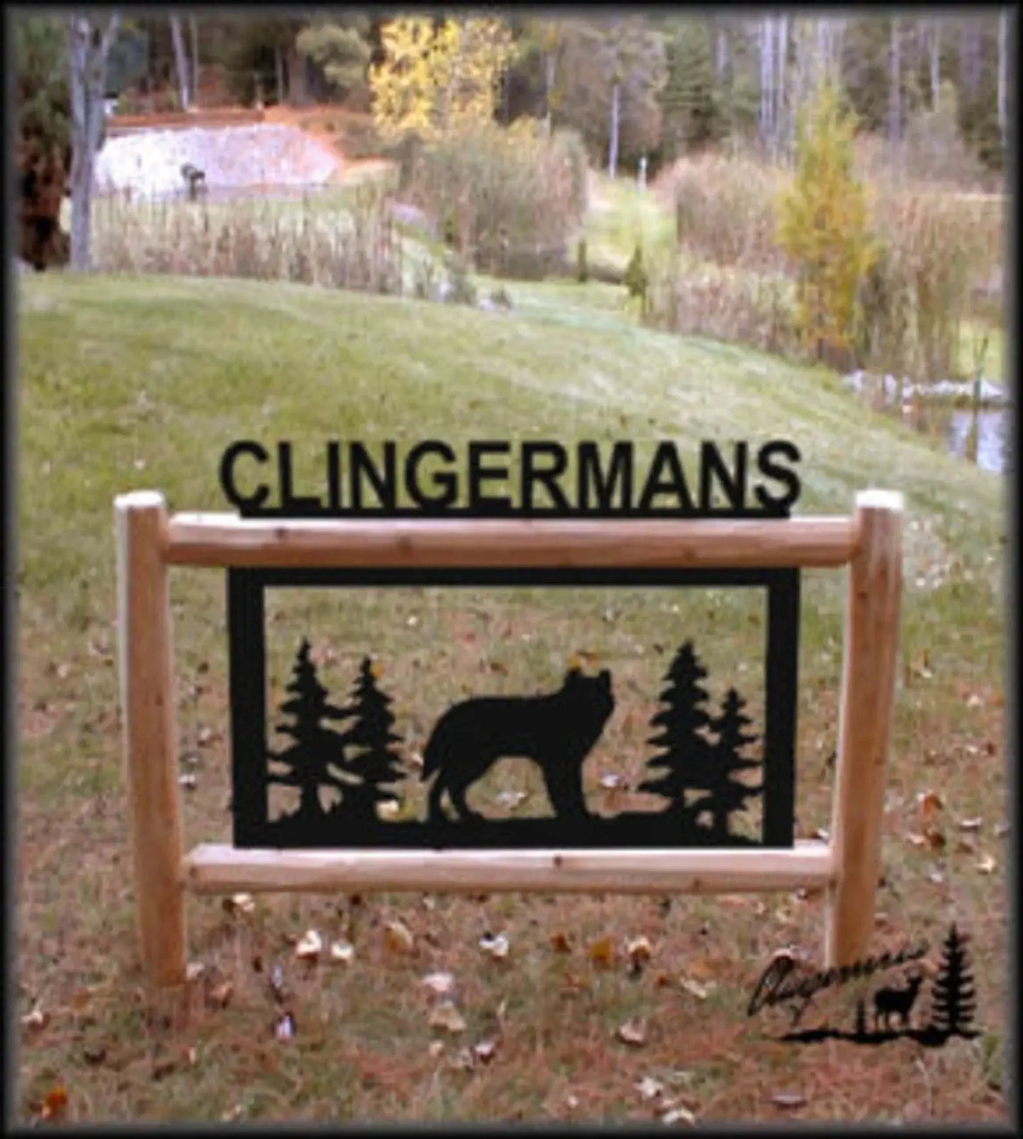 Personalized Wolf Cedar Log Outdoor Sign Decor