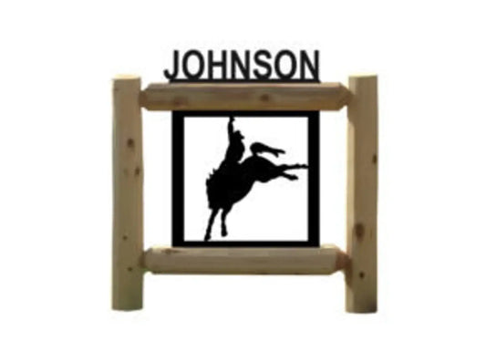 Personalized Rodeo Cedar Log Outdoor Sign Decor