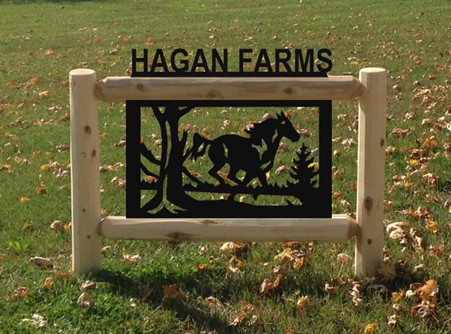 Personalized Horse Cedar Log Outdoor Sign