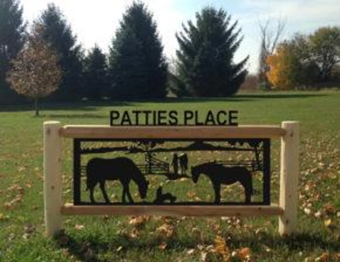 Personalized Horse Cedar Log Outdoor Sign Decor