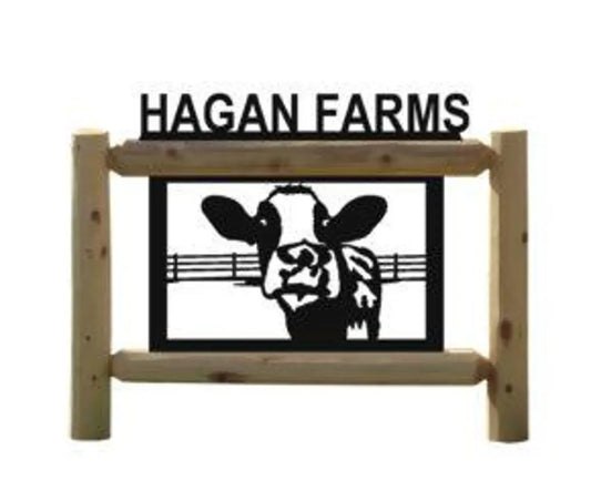 Personalized Farm Animals Cedar Log Outdoor Sign