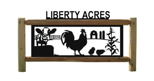 Personalized Farm Animals Cedar Log Outdoor Sign Decor